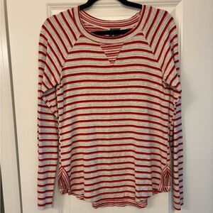 ANTHROPOLOGIE LEFT OF CENTER Long Sleeve Stripe Shirt Red Women’s Size XS